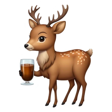 a deer with a glass of earth on its back sticker
