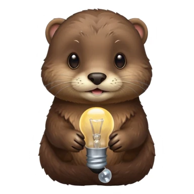 otter holding one lightbulb sticker