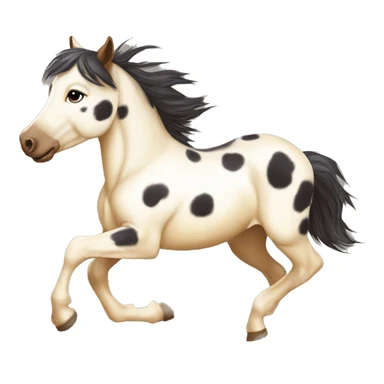 Scruffy scarred scratched scratches scratch scars Piebald tricolor palomino yellow brown pony with dark brown spots galloping running sticker