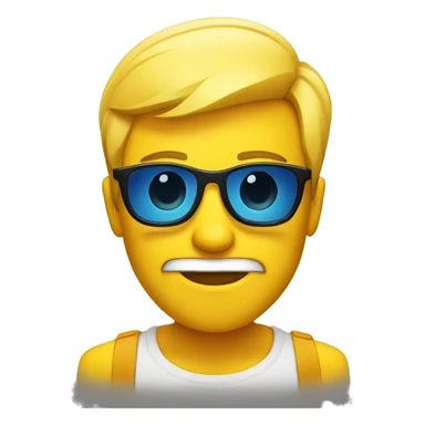 yellow default emoji style, single raised eyebrow, sunglasses, smirk sticker