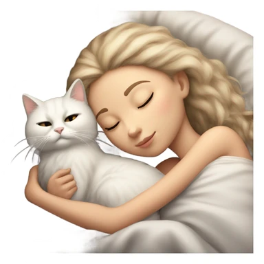 white Girl and cat sleeping sticker