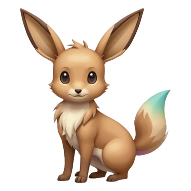 Kawaii Shiny Colorful Pastel Slender Elegant Sleek Thin Beautiful Gorgeous Pretty Mature Realistic Eevee-Fakémon-Pokémon-creature Full Body sticker