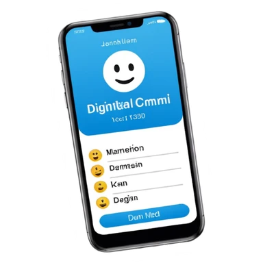 digital busniess card on a phone screen in english written just a phone screen no hands and a very professional without any empji sticker