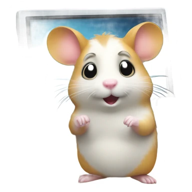 a computer screen showing files with a cute hamster standing by sticker