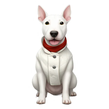 White Bull terrier in coat sticker