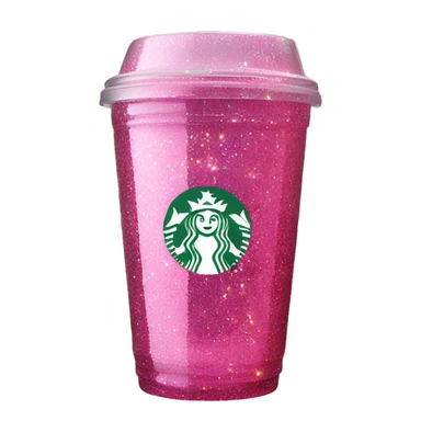 Pink glass starbucks cup glitter sticker