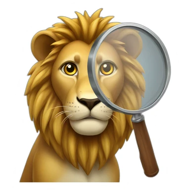 lion inspector with magnifying glass sticker