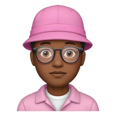 black man with glasess wear pink hat  sticker