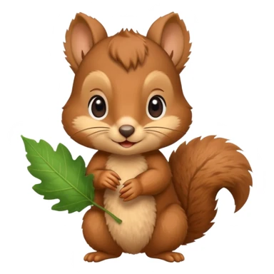 baby squirrel hold a leaf sticker