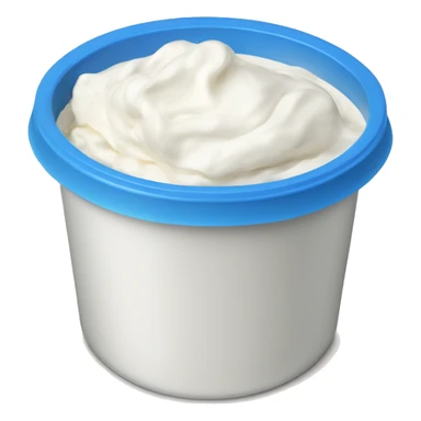 Sour cream in a plastic container with a plain blue label sticker