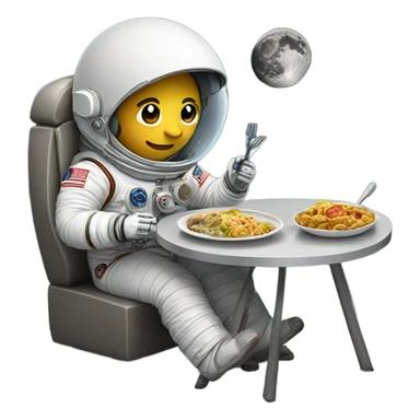 astronaut eating dinner on the moon sticker