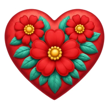 heart with a velvet flower pattern sticker