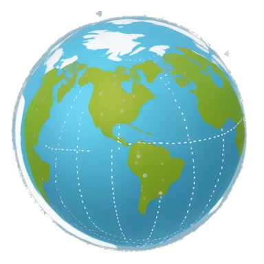 Create an image of a globe with a dotted flight path line from North America to Europe. sticker