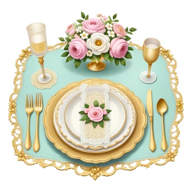 Romantic rococo table setting sticker
