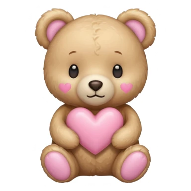 beige teddy bear and a pink pastel heart sticker