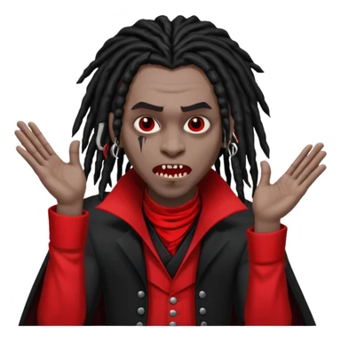 A black vampire with dreads throwing up 900 sticker