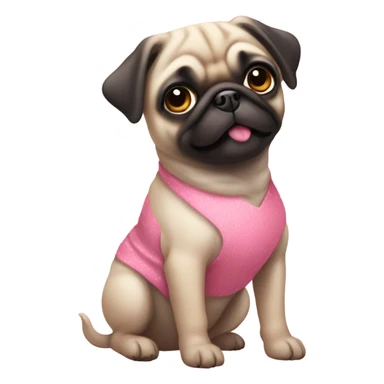 pug puppy with pink dress sticker