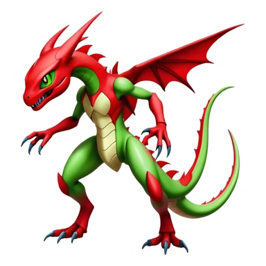  Cool Edgy Shiny Futuristic Ethereal Legendary Scizor-Charmeleon-Digimon-Schyther-Flygon-hybrid full body sticker