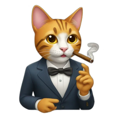 cat smoking cigar sticker