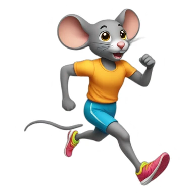 mouse dressed in running clothes running like a human sticker