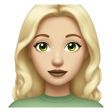 Girl with mascara and eyeliners, green eyes, full lips, light skin, blonde hair, angelic face sticker