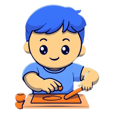 child playing with modeling clay sticker