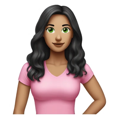 Pretty woman long black hair green eyes wearing pink clothing pilates workout sticker