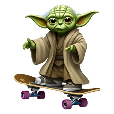 Maître yoda en skate, dessin avec peu de détails et de couleurs  sticker