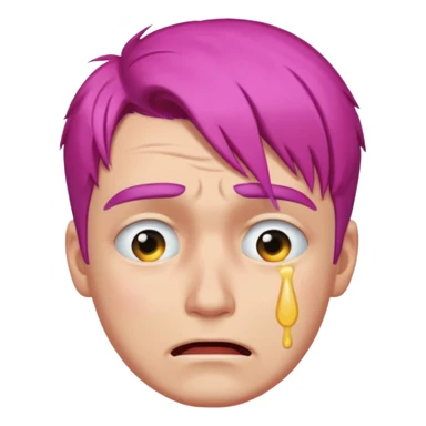 man crying with colored hair sticker
