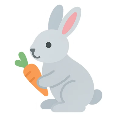 rabbit holding a carrot sticker