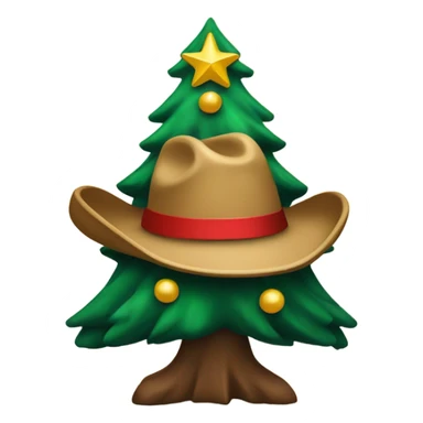 Christmas tree with a cowboy hat topper sticker