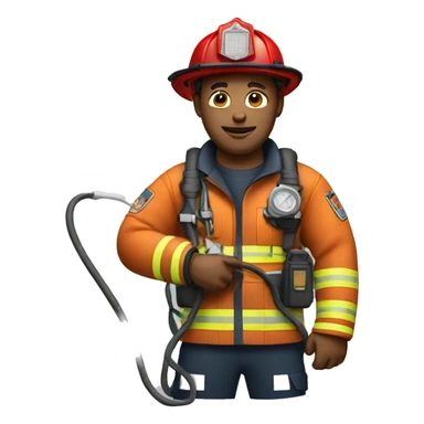 Firefighter holding a usb cable sticker