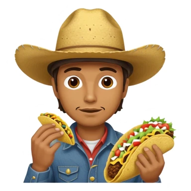 Cowboy eating taco sticker