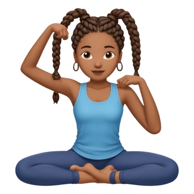Black girl with braids stretching her body, simple and expressive sticker