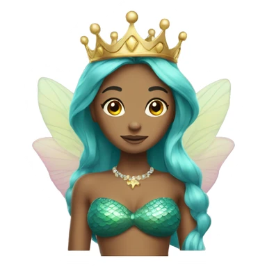 Mermaid fairy wearing a crown sticker