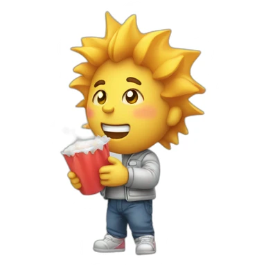 Side perspective, Loud Coughing kid, starburst background sticker