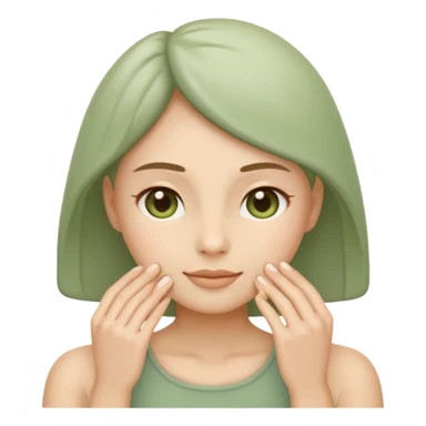 Minimal wellness emoji representing tighter skin and firmness,
subtle lifting effect, smooth contours, calm and natural,
no beauty or cosmetic symbols, soft sage green color palette sticker