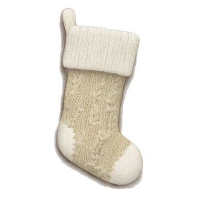white and beige knit christmas stocking sticker