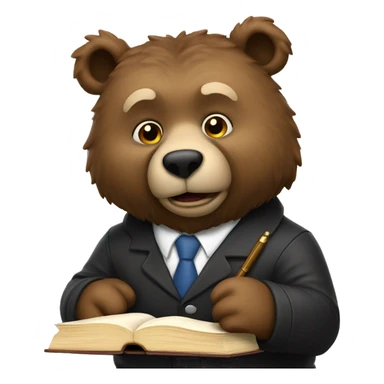 Bear studying law sticker