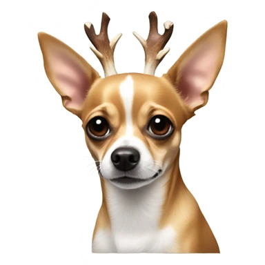 Chihuahua with Jack Russel coloring with rained deer antler headband sticker