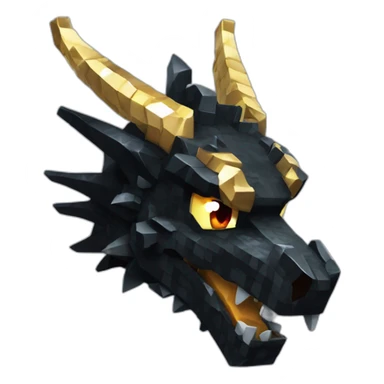 Minecraft Glitter Black Dragon Head With Diamond Horn sticker