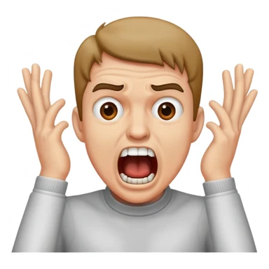 emoji with screaming face and hands crossing over throat guy sticker