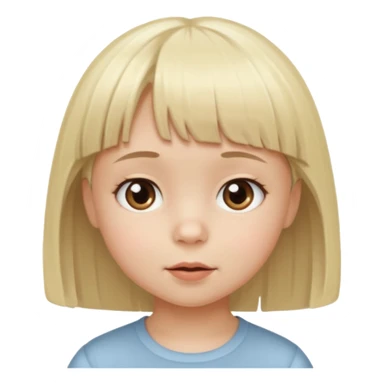 Niño pequeño con pelo corto muy rubio claro y mucho flequillo y ojos marrones sticker