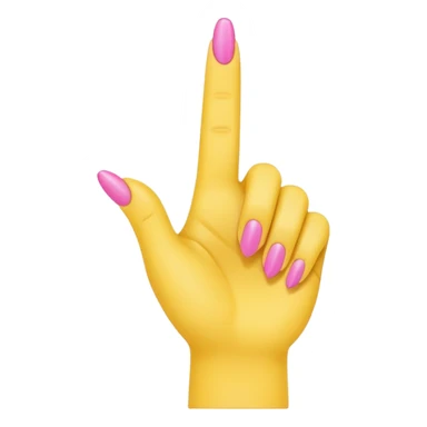 Yellow female emoji hand with pink nails making an “L” with index finger and thumb sticker