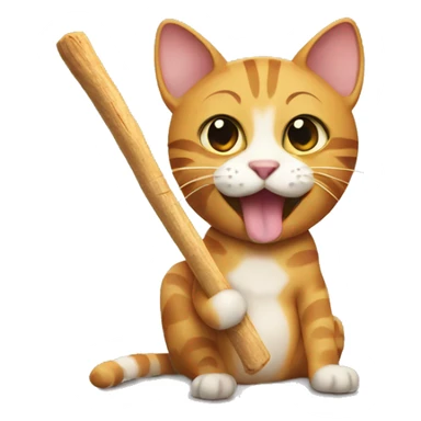 Cat eating a stick stick sticker