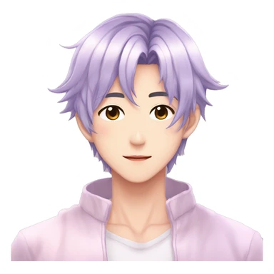 Gorgeous bright sparkly romantic Asian anime gentle man with blushing face aesthetic trending style outside sticker