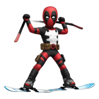 Dead pool qui fait du ski alpin sticker