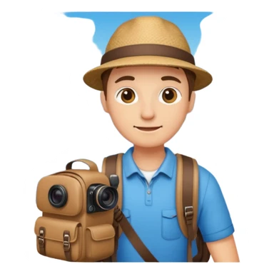 a tourisst in europe holding a camera sticker