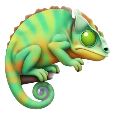 A multicoloured sleepy chameleon  sticker