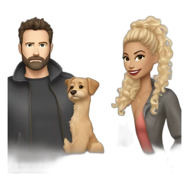 Ben Affleck with full beard and Jennifer Freeman with curly hair sticker